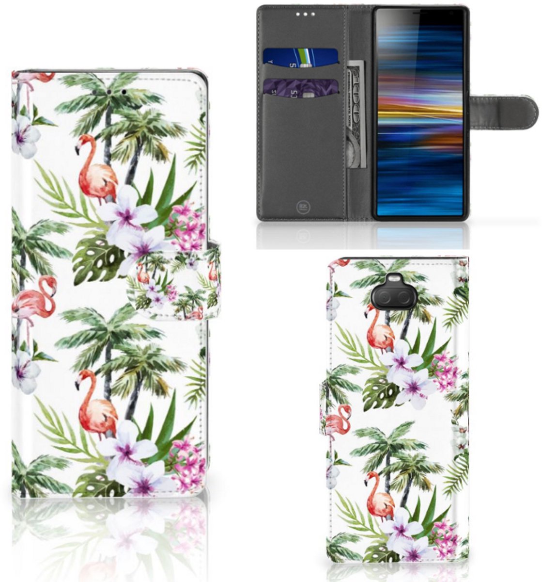 Sony Xperia 10 Telefoonhoesje met Pasjes Flamingo Palms