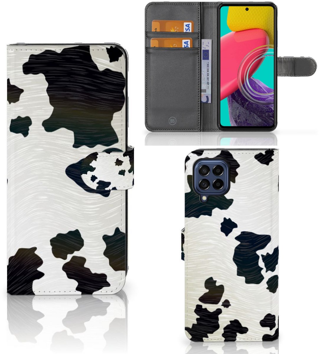 Samsung Galaxy M53 Telefoonhoesje met Pasjes Koeienvlekken