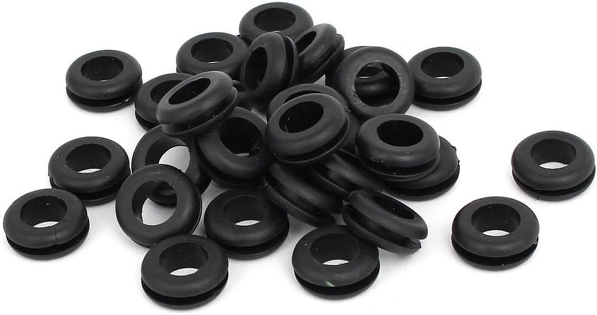 30 Stuks Zwarte Rubber Grommets 10mm Kabelbeschermringen voor Elektrische Draden en Stekkers