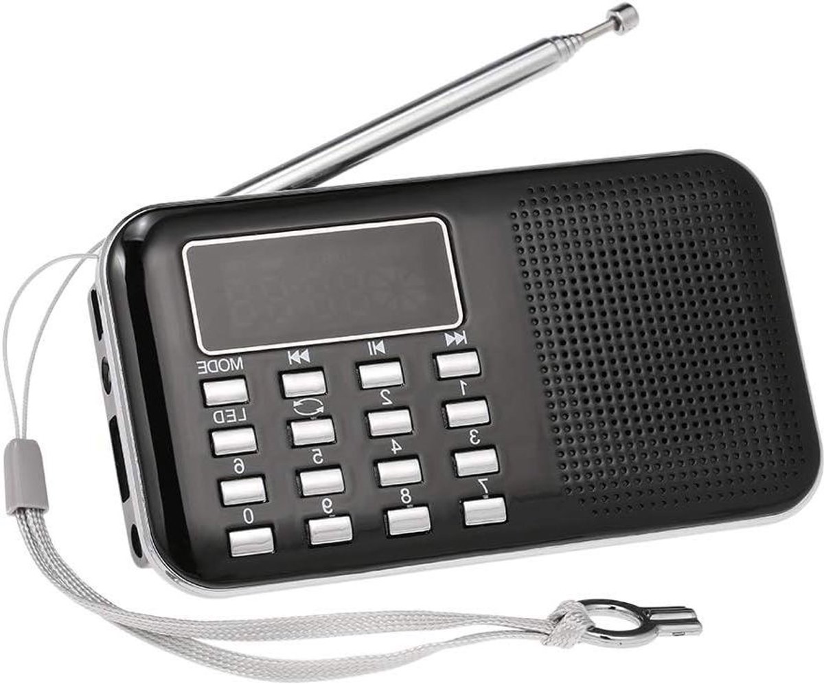 Draagbare FM Radio - Digitale Speaker MP3 - Muziek Luisteren Radio - High Fidelity Geluid - 121 Gram - Zwart
