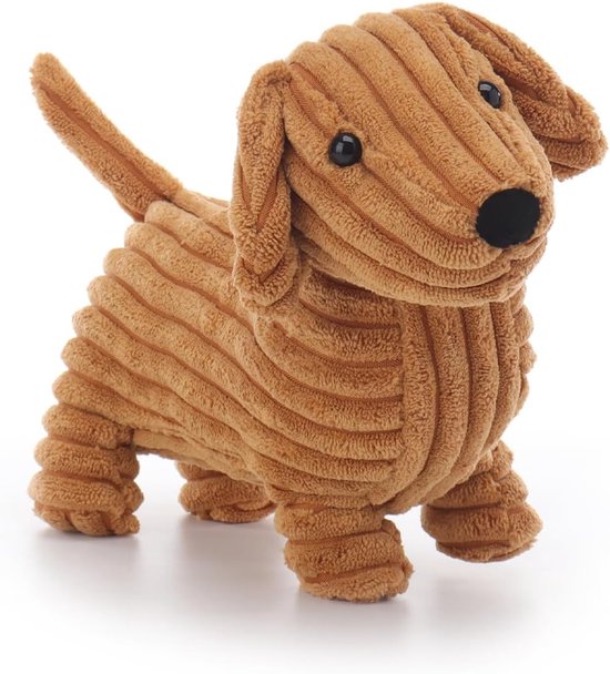 Dachshund Pluche Dier - Knuffel Hondje - Knuffelen en Spelen - Handgemaakt en Zacht Materiaal - 27 cm - Lichtbruin — afbeelding 4