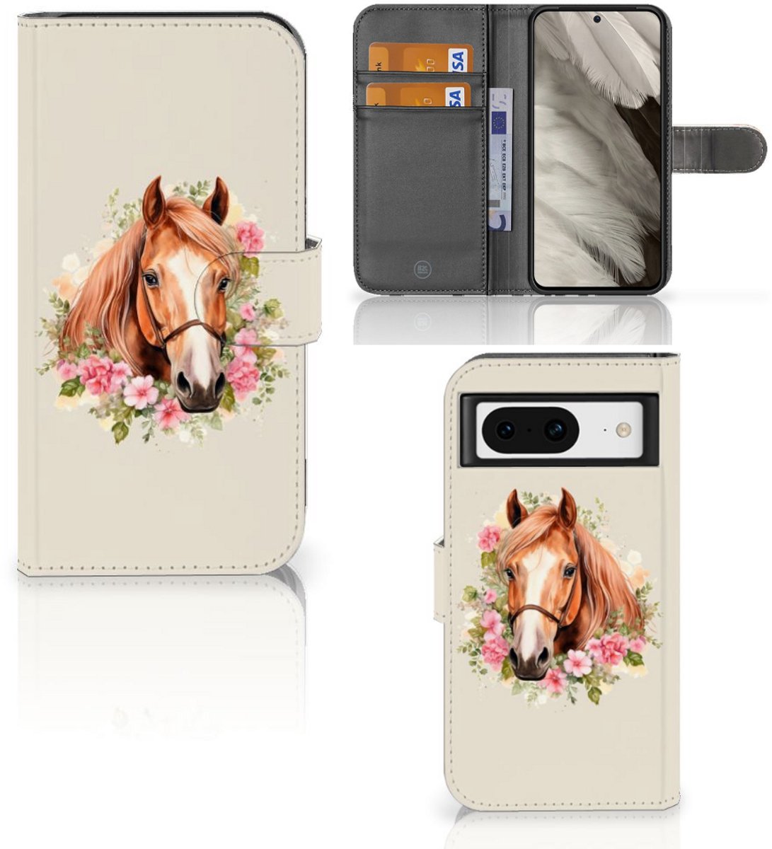 Telefoonhoesje met Pasjes voor Google Pixel 8 Paard