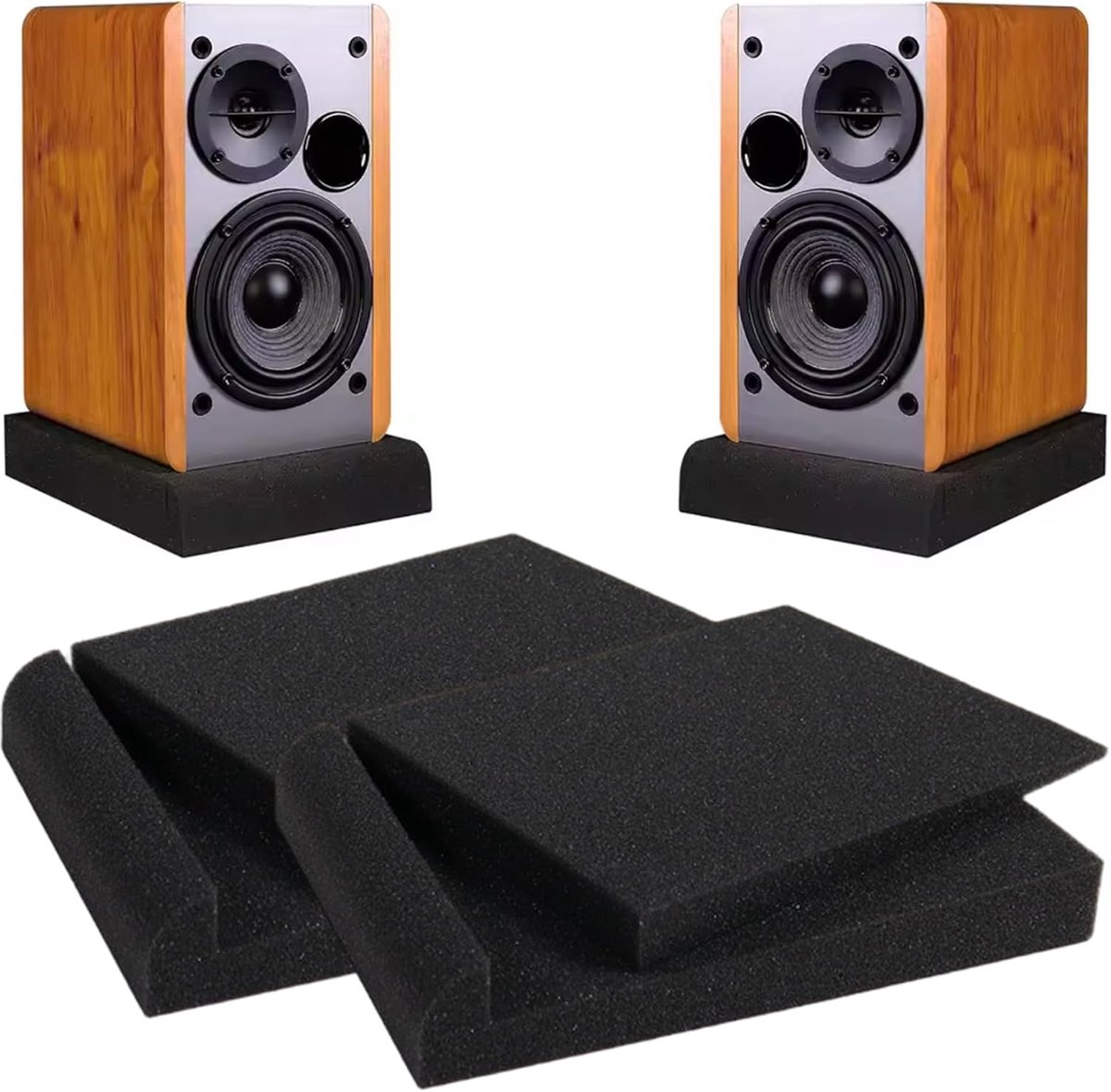 Monitor Isolatie Pads - Akoestisch Schuim - Nauwkeurige Audio - Verstelbare Hoek - 16x22x3.6cm - Zwart