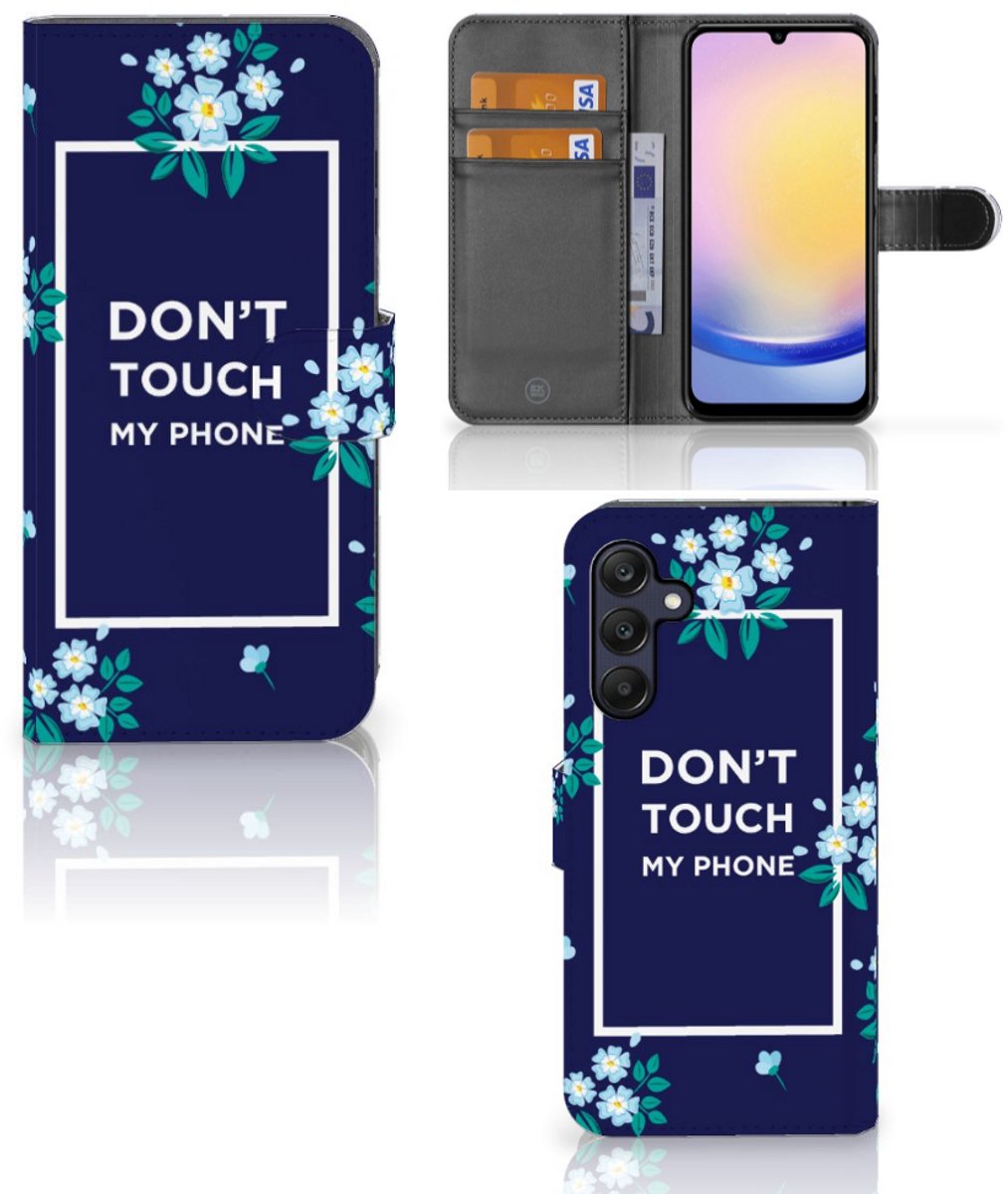 Book Case voor Samsung Galaxy A25 Portemonnee Hoesje Flowers Blue DTMP