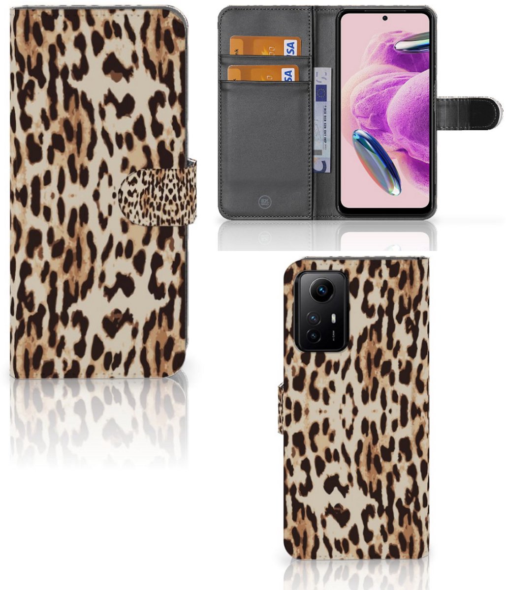 Xiaomi Redmi Note 12S Telefoonhoesje met Pasjes Leopard