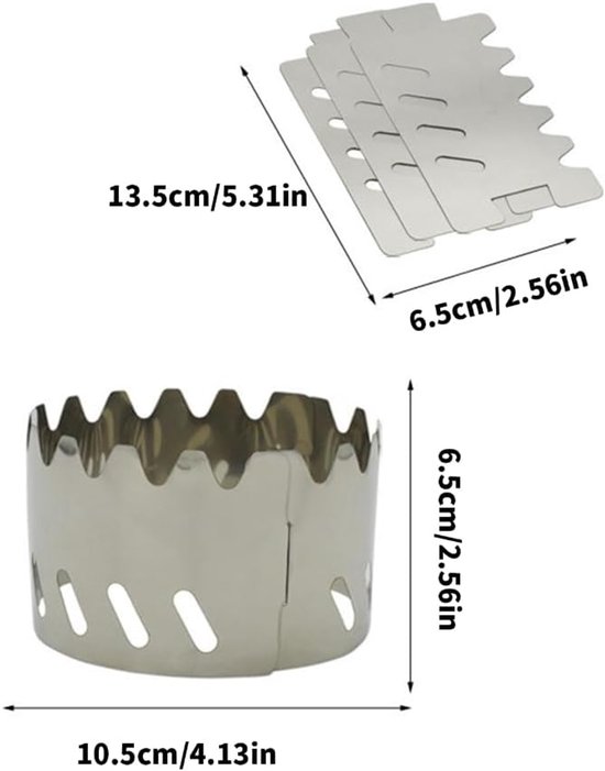 Kampeer Kookplaat Windscherm - Kooktoestel Accessoire - Efficiënt Koken Buiten - Opvouwbaar Roestvrij Staal - 135 x 65 mm - Meerkleurig — afbeelding 3