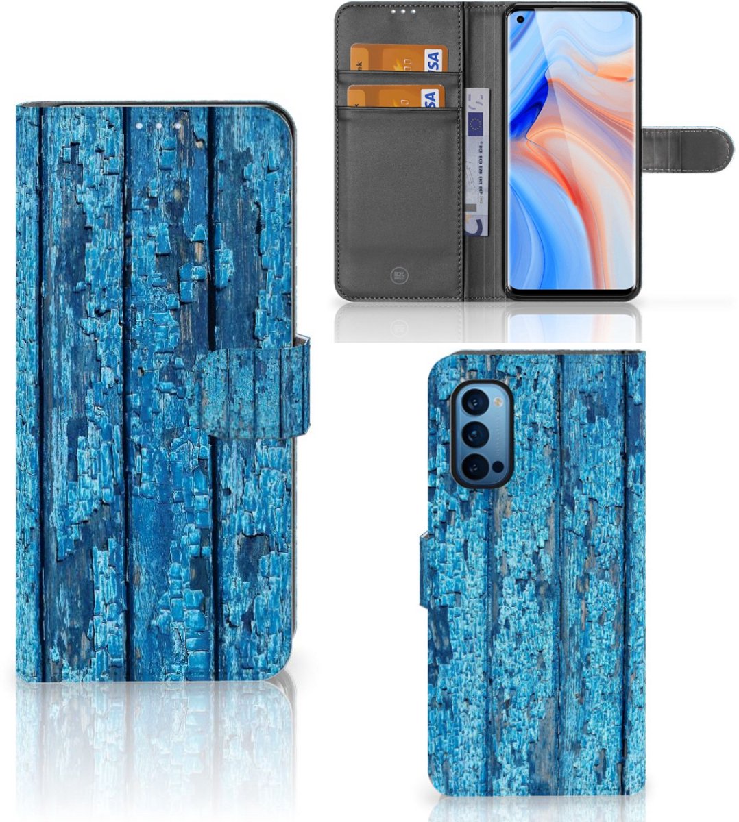 OPPO Reno 4 Pro 5G Book Style Case Wood Blue
