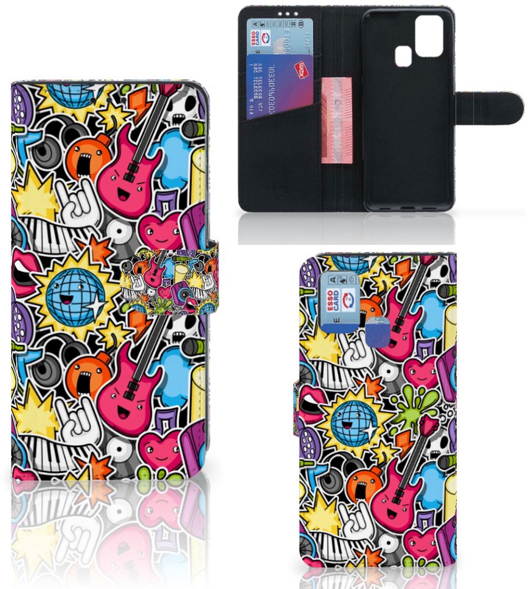Samsung Galaxy M31 Wallet Case met Pasjes Punk Rock