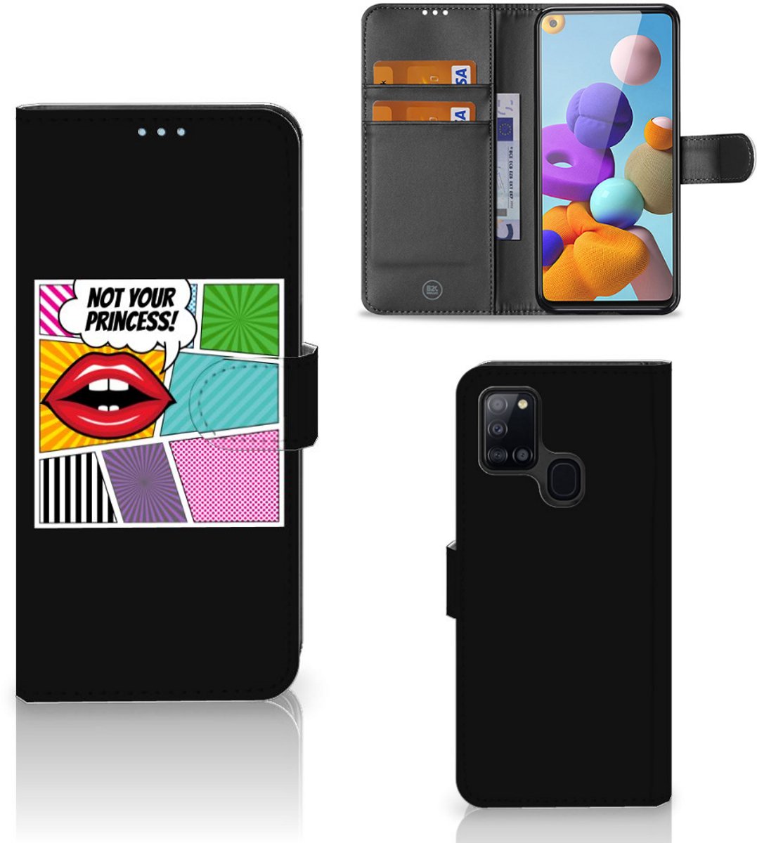 Samsung Galaxy A21s Wallet Case met Pasjes Popart Princess