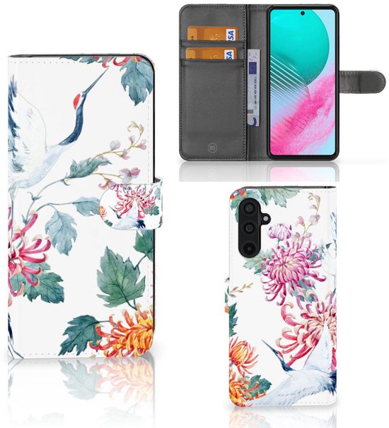 Portefeuille Samsung Galaxy M54 Housse pour Fleurs Oiseau