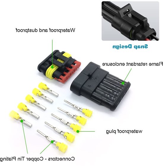 708 Stuks Waterdichte Auto Elektrische Draad Connector Terminals Plug Kit voor Motor, Auto en Vrachtwagen - Inclusief 1 tot 6 Pin Verbindingen en Toebehoren — afbeelding 3