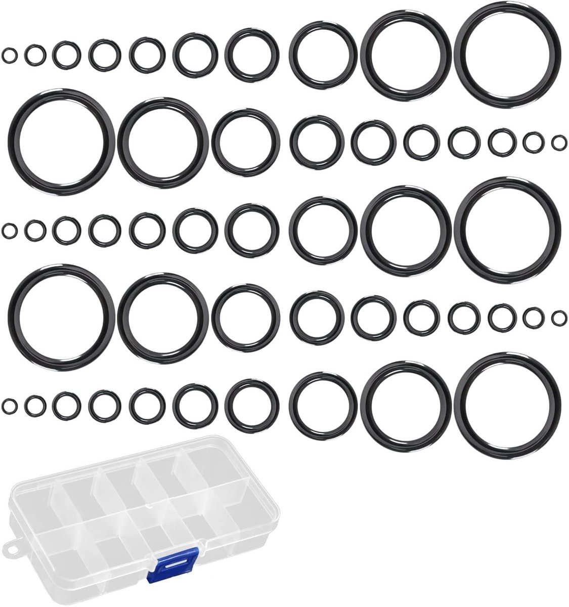 50 Stuks Keramische Gidsringen voor Vissers - 10 Maten van 3.8mm tot 29.8mm - Vissersaccessoires met Transparante Opbergdoos voor Optimaal Vissen