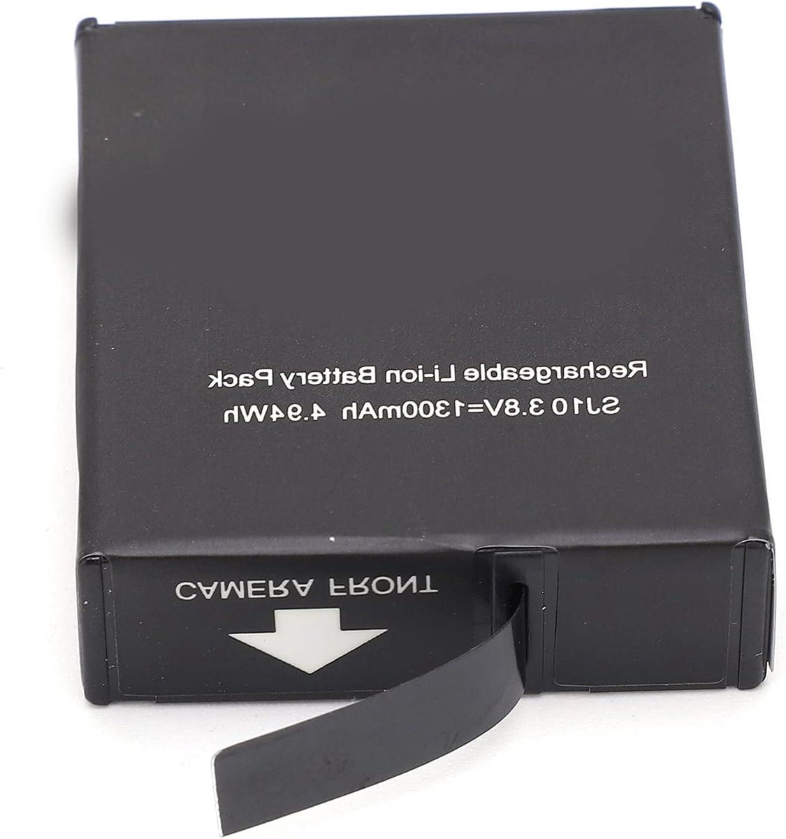 Oplaadbare Batterij - Vervangende Accu - Actiecamera Gebruik - Met Trekband - 1300 mAh - Zwart