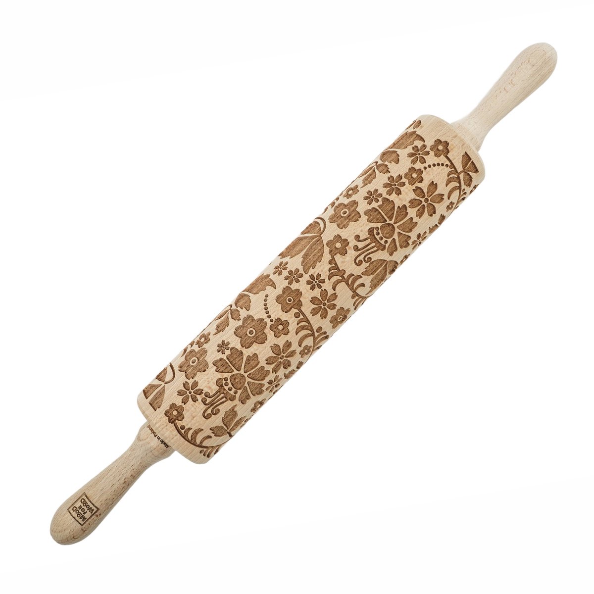 Moodforwood Toskania Serie - Grawer Houten Deegroller - 43 cm - Houten Handvaten