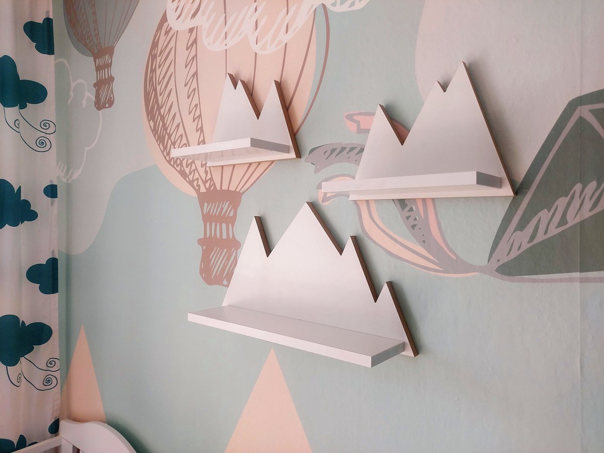 Moliland - Kinderboekenplank - 3 Stuks - Scandinavisch Design - MDF - Bergontwerp