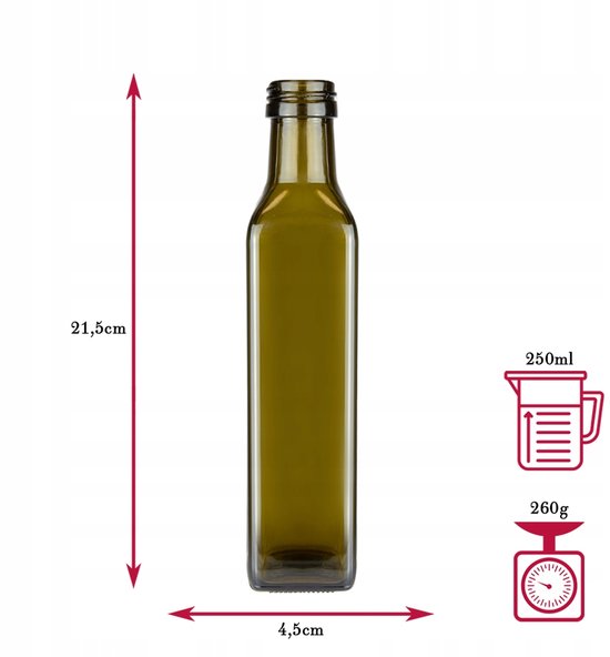 Bimberek Marasca Serie - Olijfolie Fles - 250ml - Olijfgroen Glas - Met Doseerdop — afbeelding 3