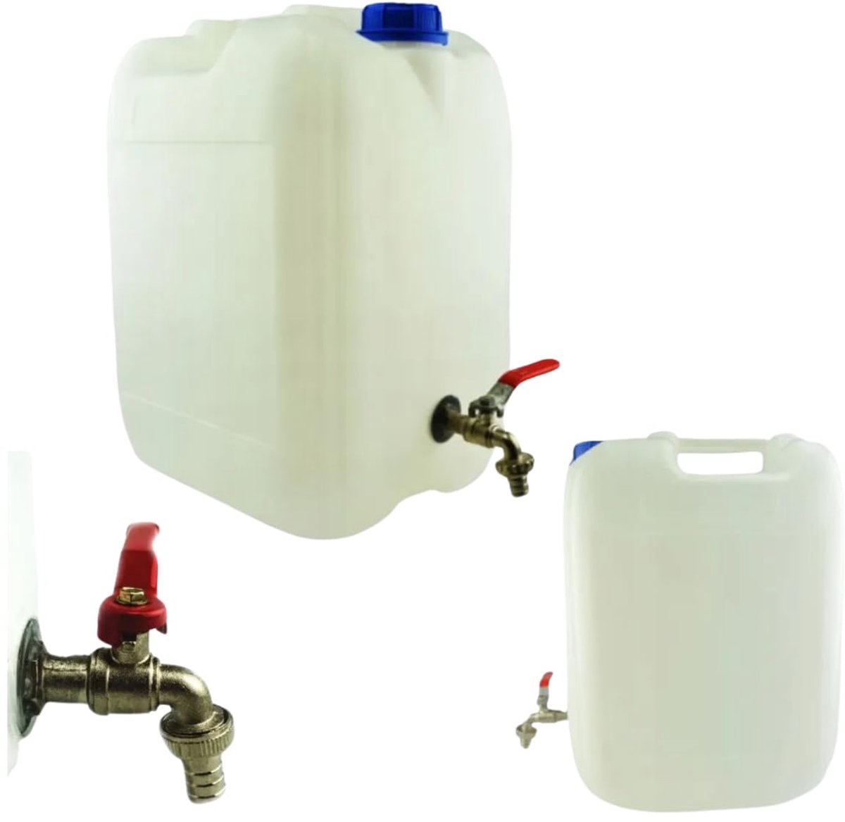 Anwicar Jerrycan voor Water - 20 L - Watercontainer met Kraantje en Dop - Waterdispenser Camping - Wit