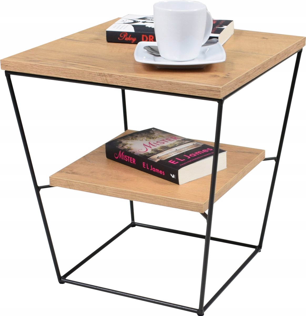 FutuStal - V-Serie - Druciany Tafel met Plank - Zwarte Eik Lancelot