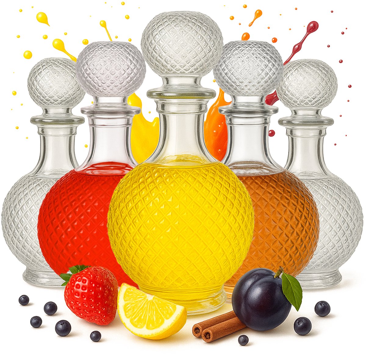 Bimberek Luna - Glazen Karaf - 1L - Decoratieve Stijl - Set van 5