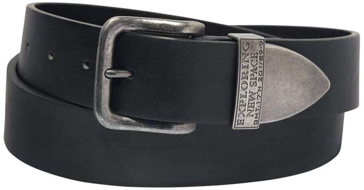 ATLAS FOR MEN - Zwarte riem van splitleer - Heren - Verkrijgbaar in grote maten - 115