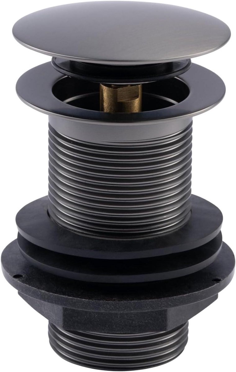 Wastafel Stop - Afvoerplug Klikklik - Badkamer Afvoer - Zonder Overloop - 1 1/4" Aansluiting - Gunmetal Zwart