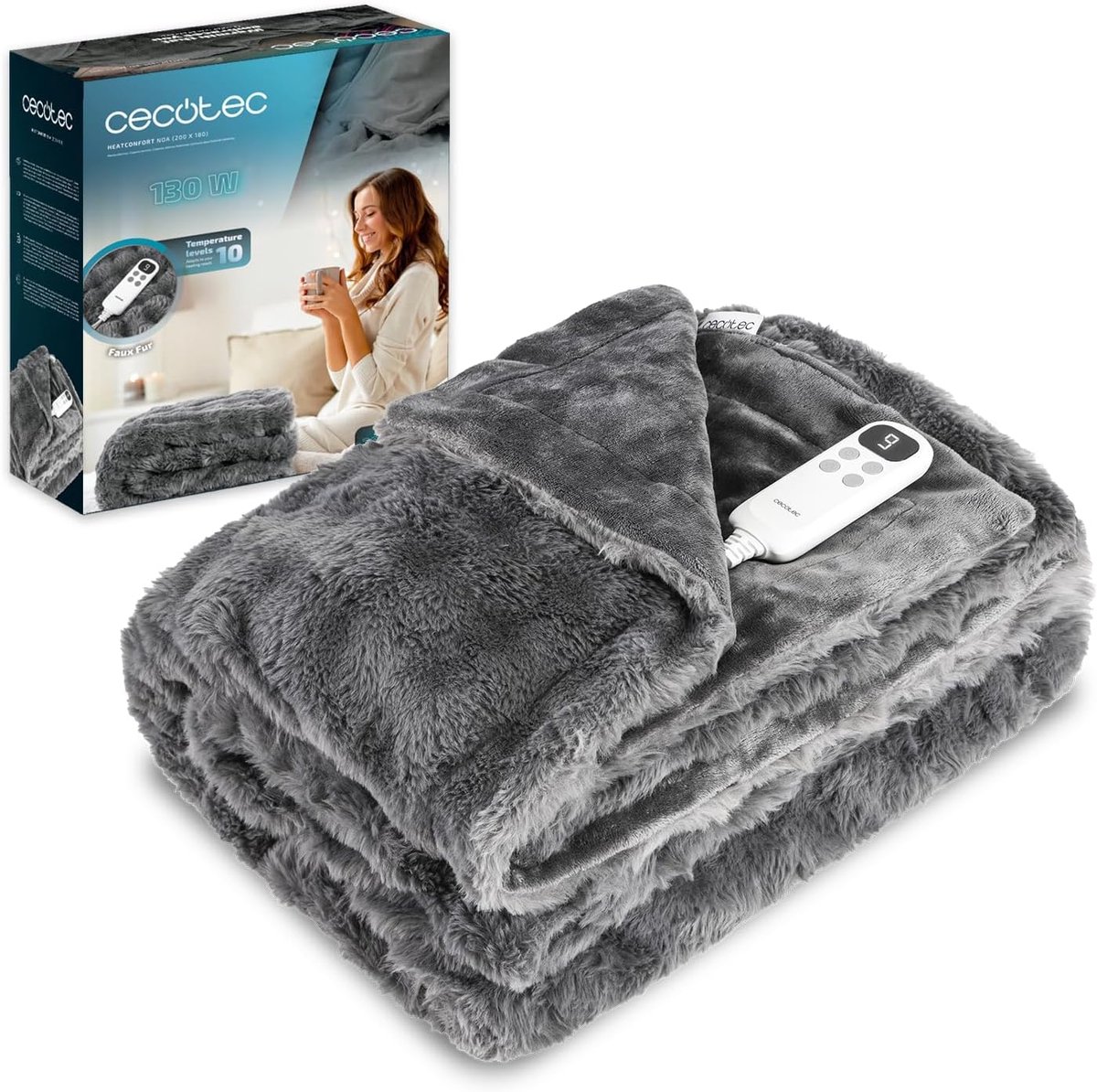 Elektrische Deken - Verwarmde Deken - Comfortabele Warmte - 10 Temperatuurstanden - 200x180 cm