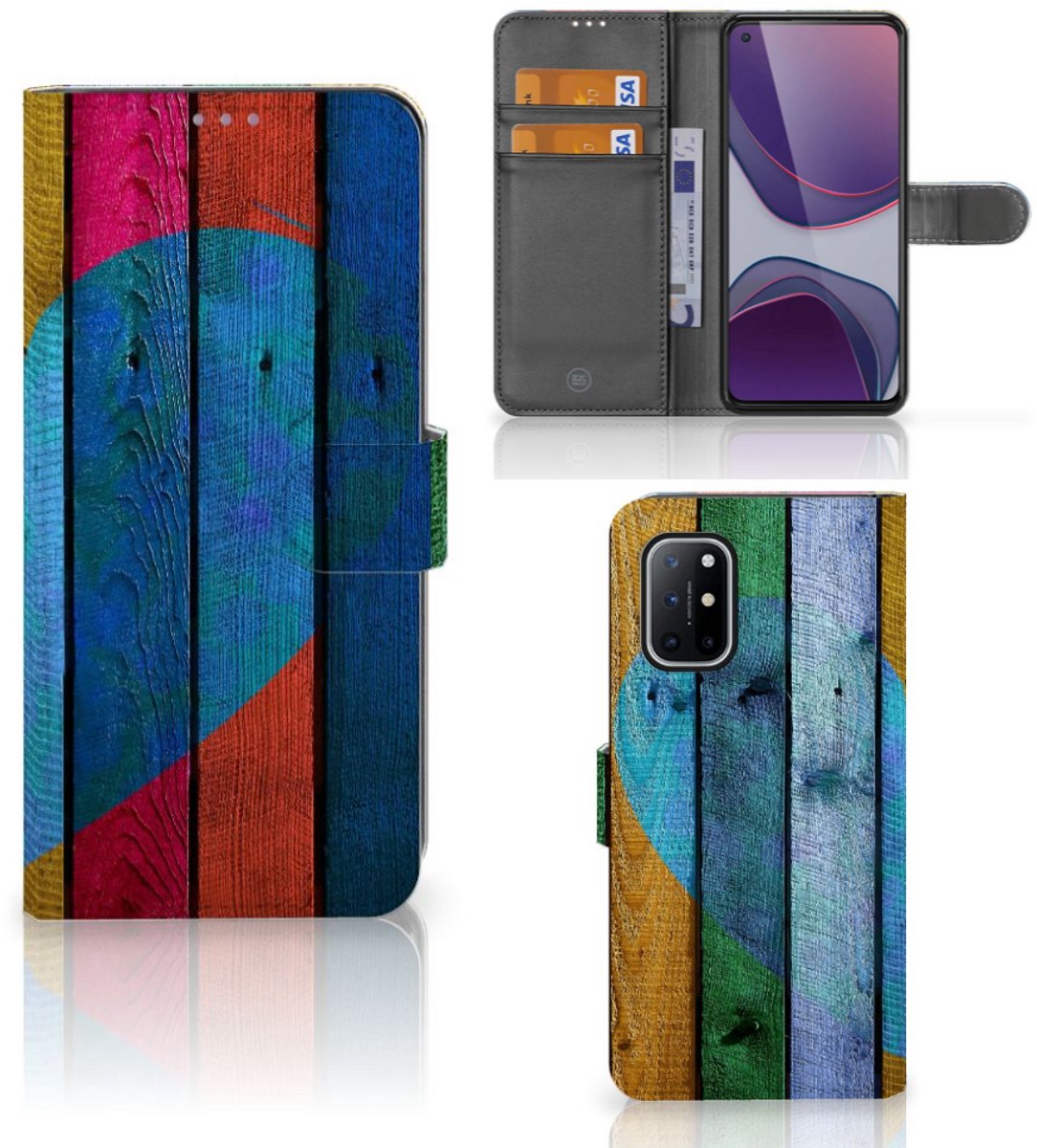 OnePlus 8T Book Style Case Wood Heart - Cadeau voor je Vriend