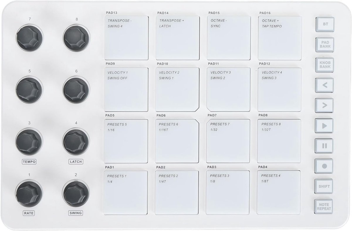 Draadloze MIDI Controller - Beat Maker Machine - Muziek Productie - 16 RGB Pads met Aftertouch