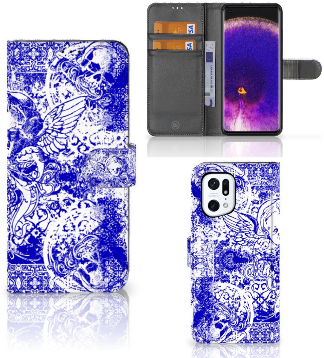 Telefoonhoesje met Naam OPPO Find X5 Pro Angel Skull Blauw