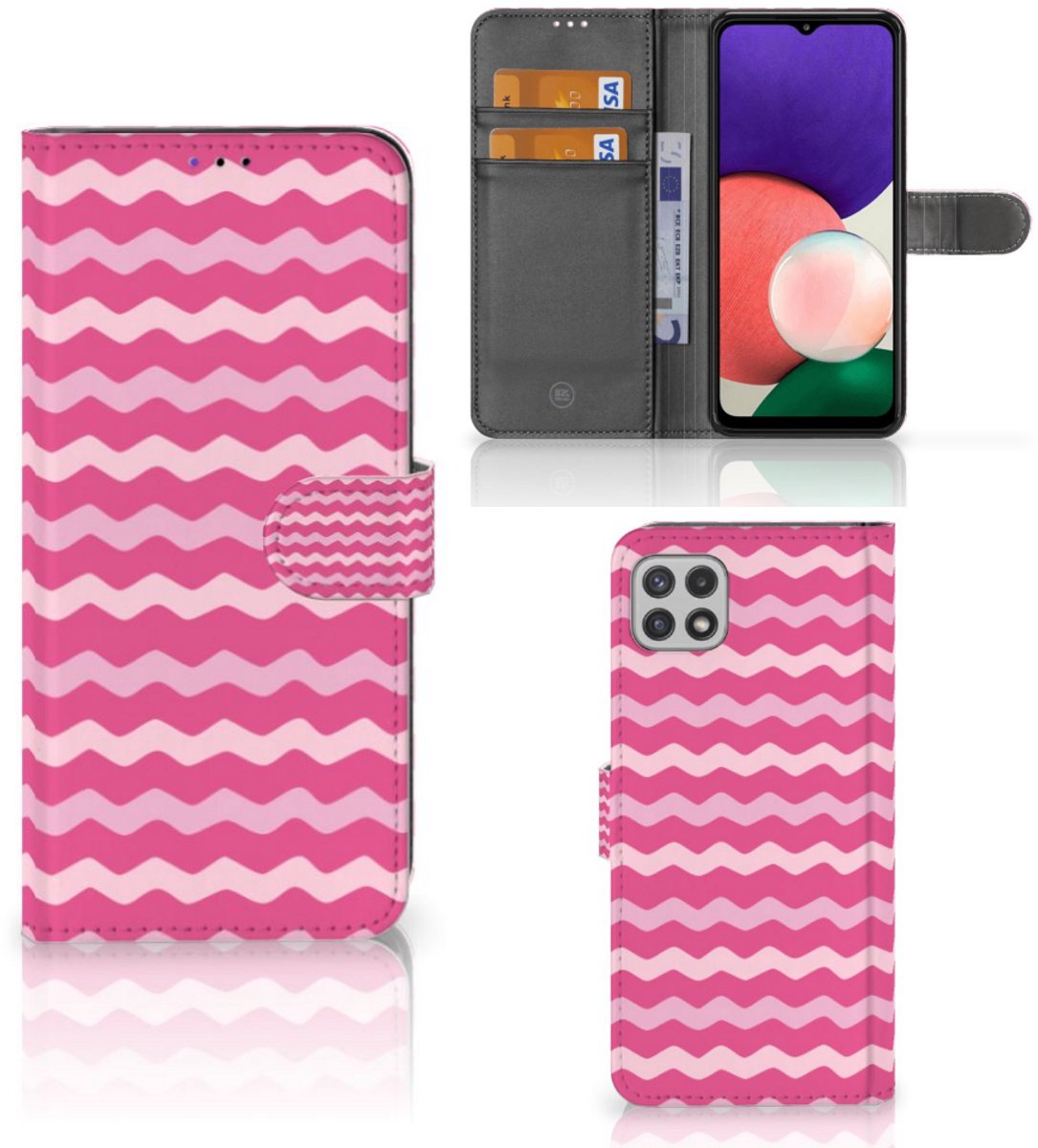 Samsung Galaxy A22 5G Telefoon Hoesje Waves Pink