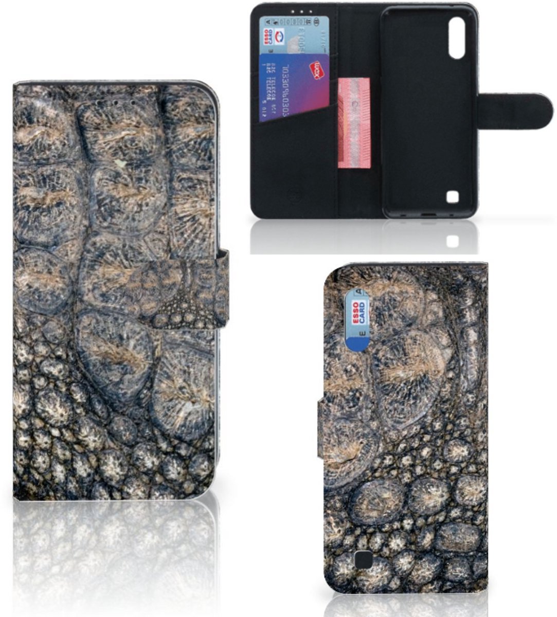 Samsung Galaxy M10 Telefoonhoesje met Pasjes Krokodillenprint