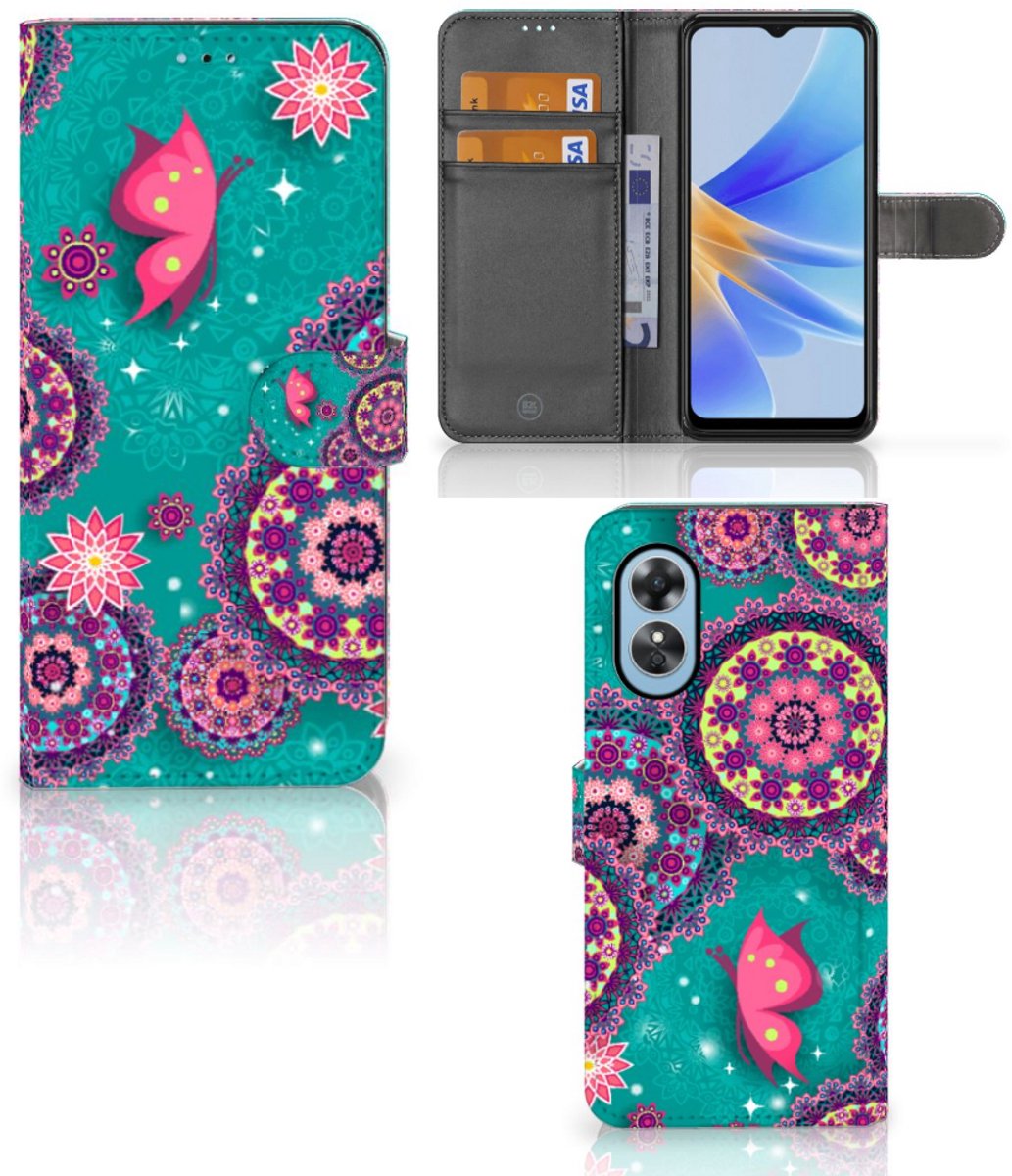 OPPO A17 Hoesje Cirkels en Vlinders