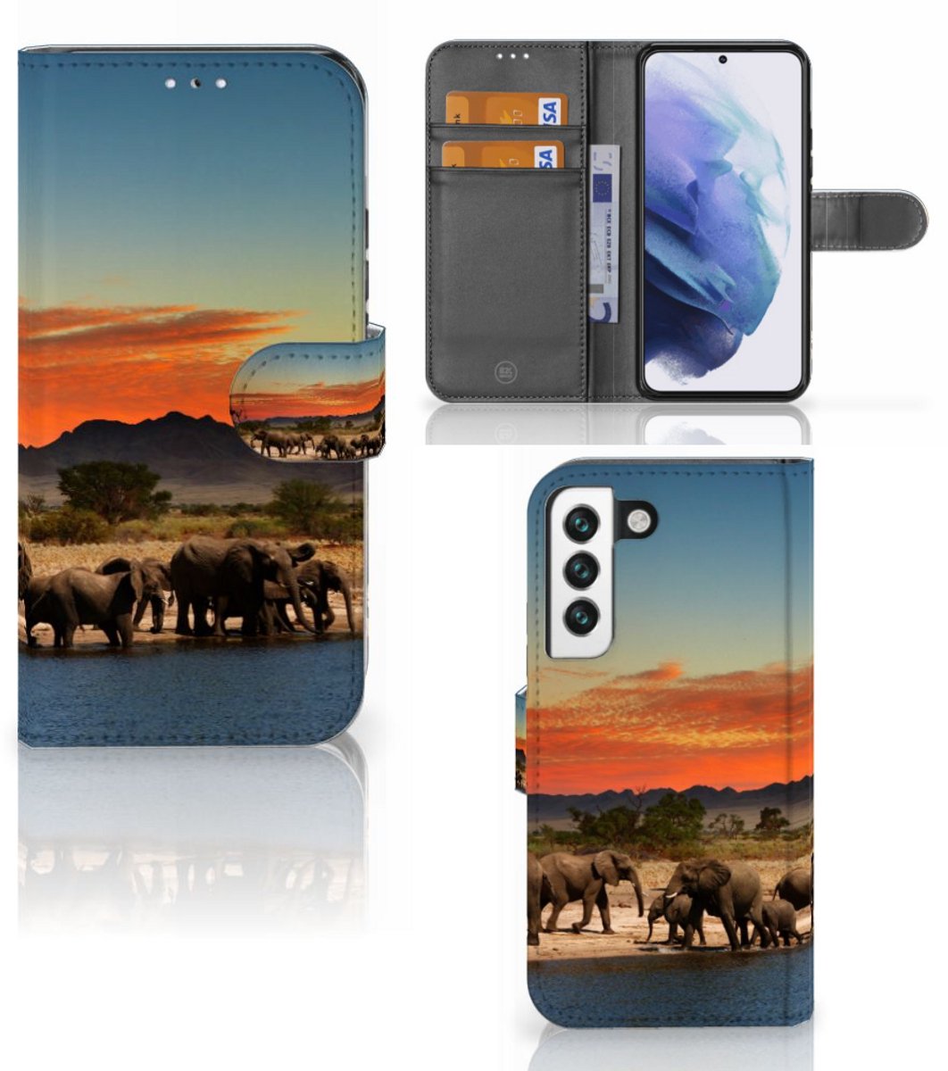 Samsung Galaxy S22 Telefoonhoesje met Pasjes Olifanten