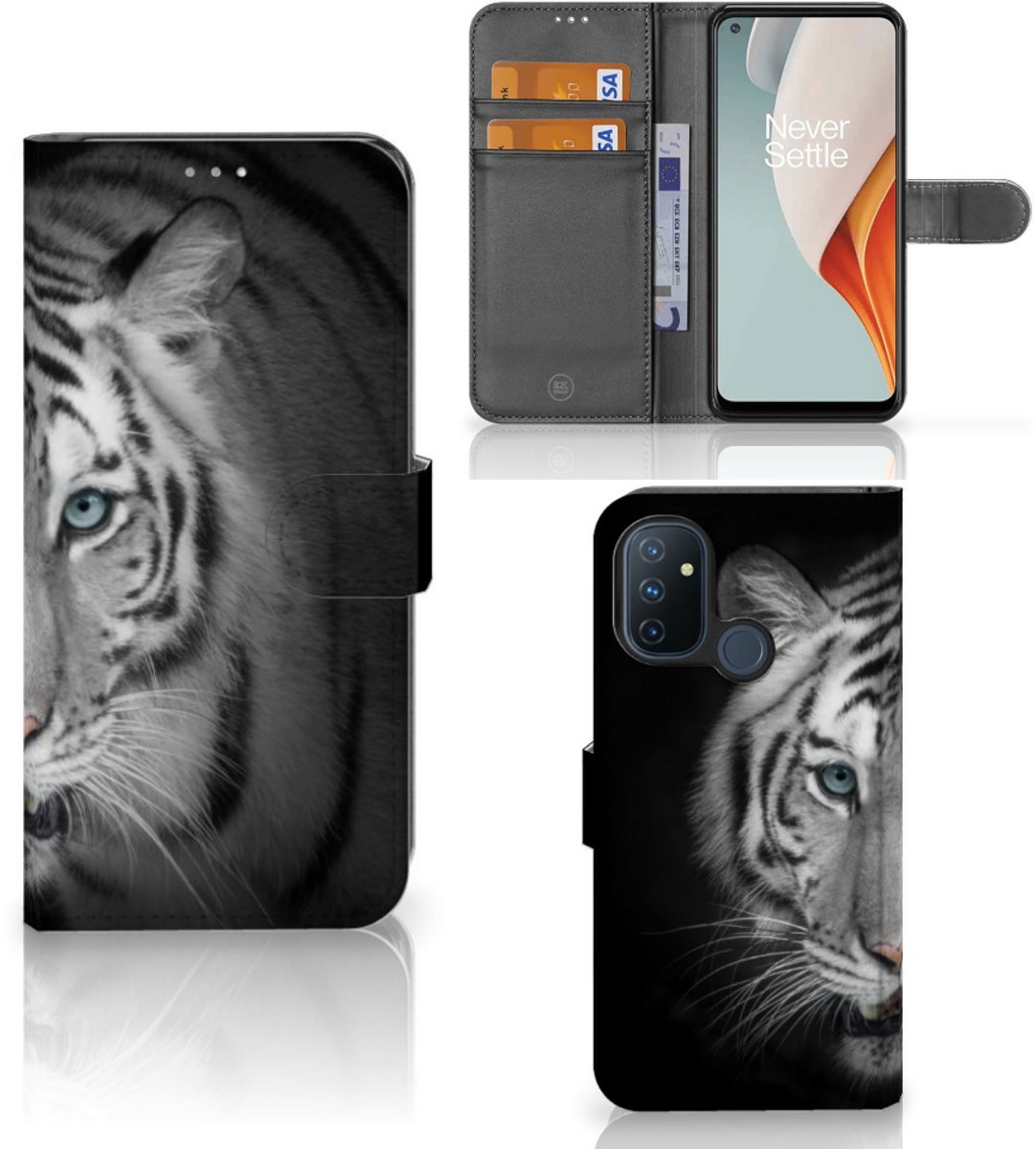 OnePlus Nord N100 Telefoonhoesje met Pasjes Tijger