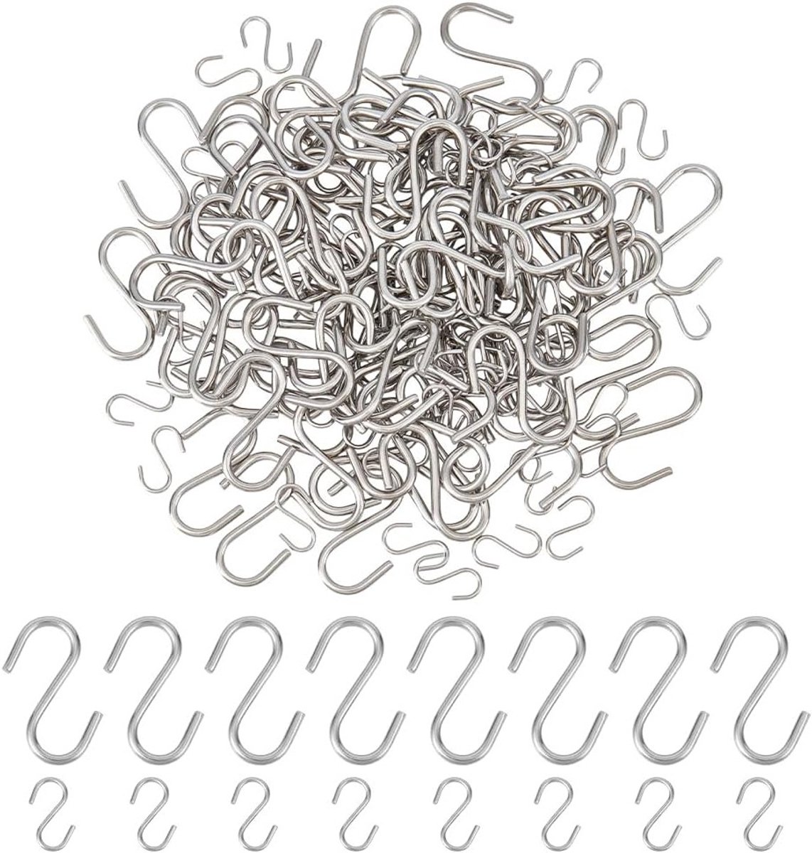 160 Stuks Mini S Haken van 304 RVS voor Ophangen, Ideaal voor Sieraden, Sleutels en Creatieve Projecten