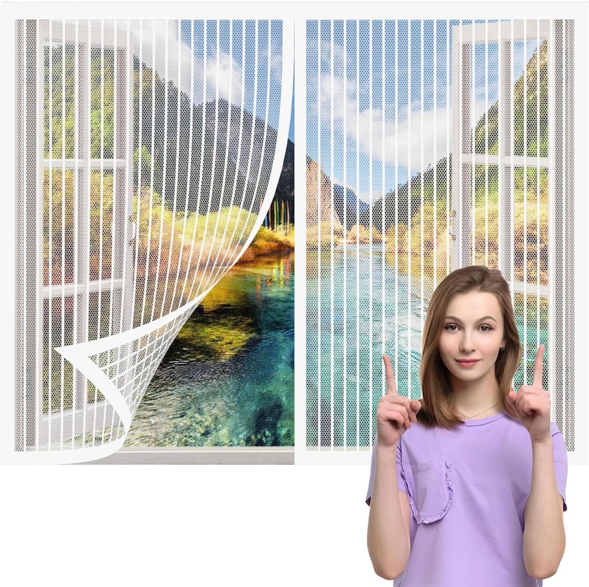 Magnetische Horren Voor Ramen 202 x 169 cm Vliegenscherm Voor Ramen Laat Frisse Lucht Binn