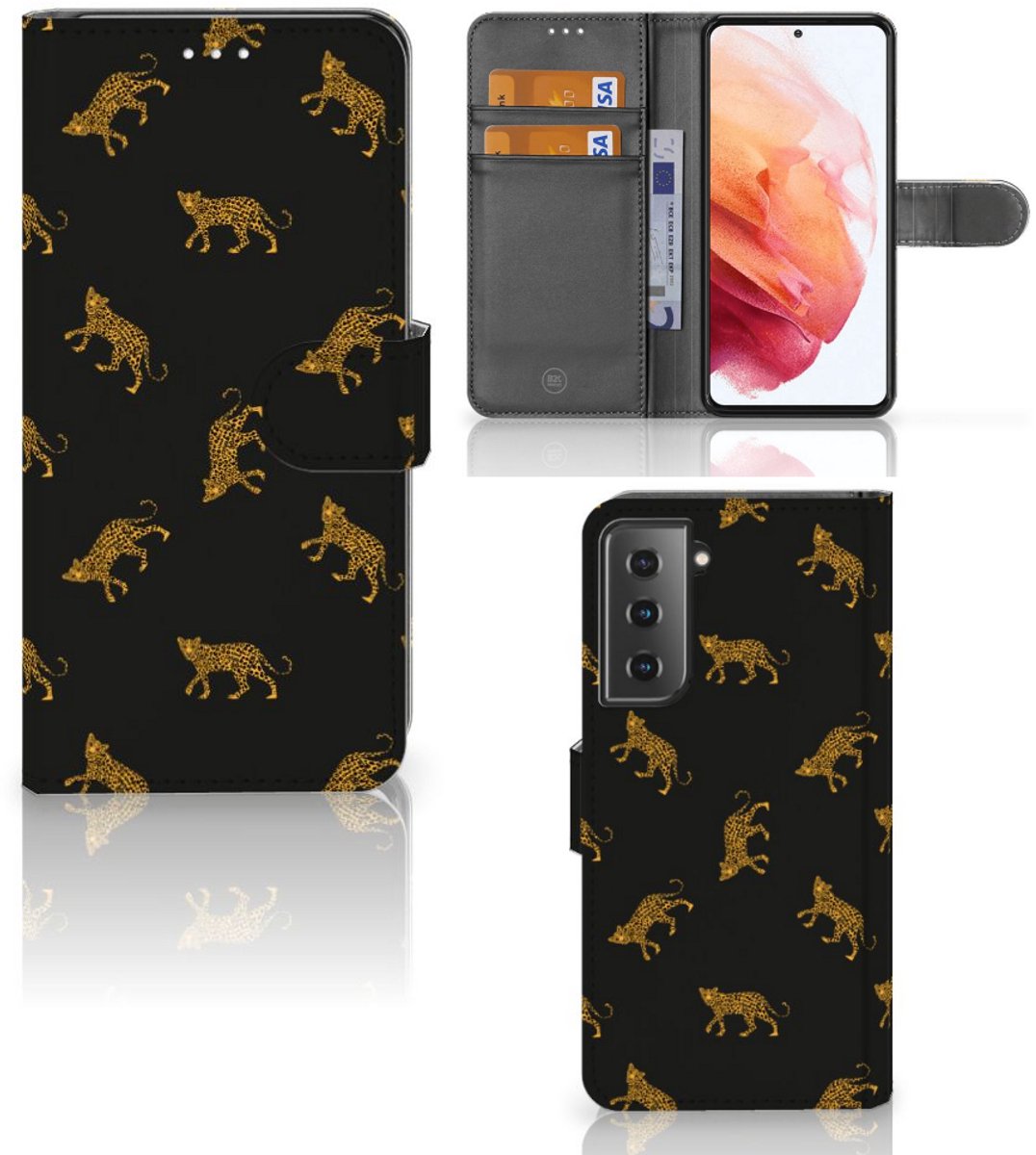 Telefoonhoesje met Pasjes voor Samsung Galaxy S21 Leopards