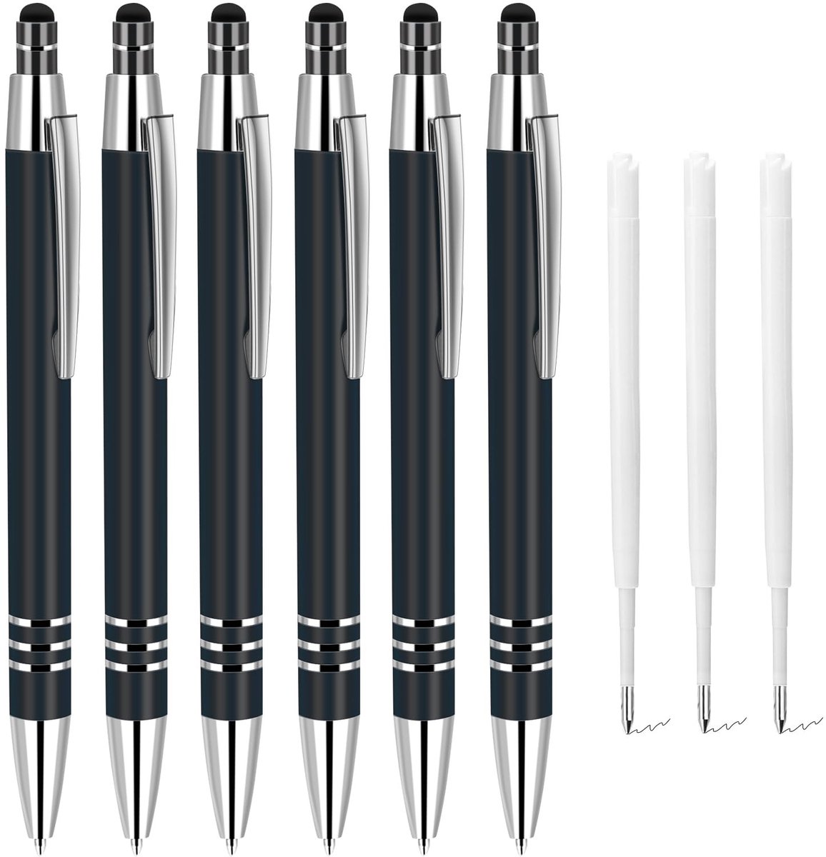 Cosensi - Balpen Set - Ergonomisch - 6 Stuks - Zwart - Multifunctionele Balpennen - Ideaal voor Kantoor en Thuis - Inclusief 10 Vullingen