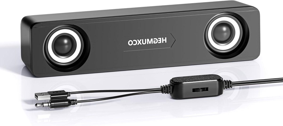PC Speakers - Computer Soundbar - Desktop Audio Upgrade - Compact Soundbar Design - 10W Stereo - Black