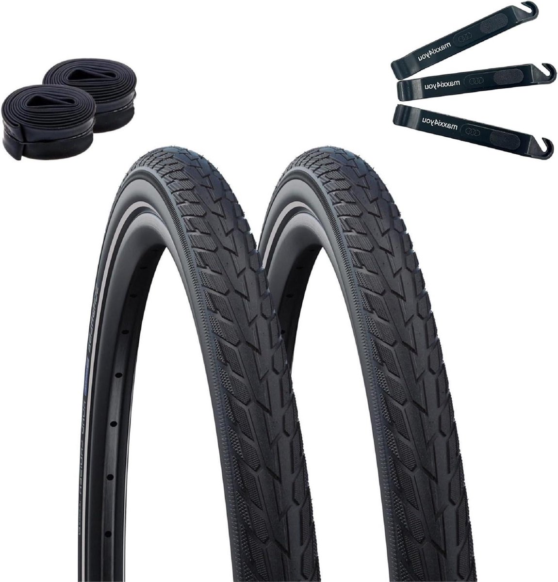 Fietsbanden Set - Banden Binnenbanden - Fietsen Onderhoud - Met Reflectie - 28 Inch - Zwart