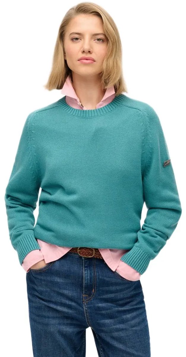 Superdry Slouchy Gebreide Crew Trui Dames Sweaters Turquoise