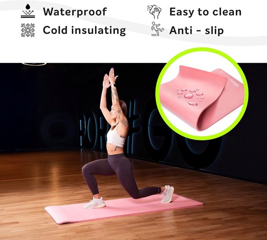 Fizyo Yogamat, gymnastiek en Pilates, antislip NBR-schuim, synthetische rubber, training, fitness, sport, oefening, ontspanning, duurzaam — afbeelding 5