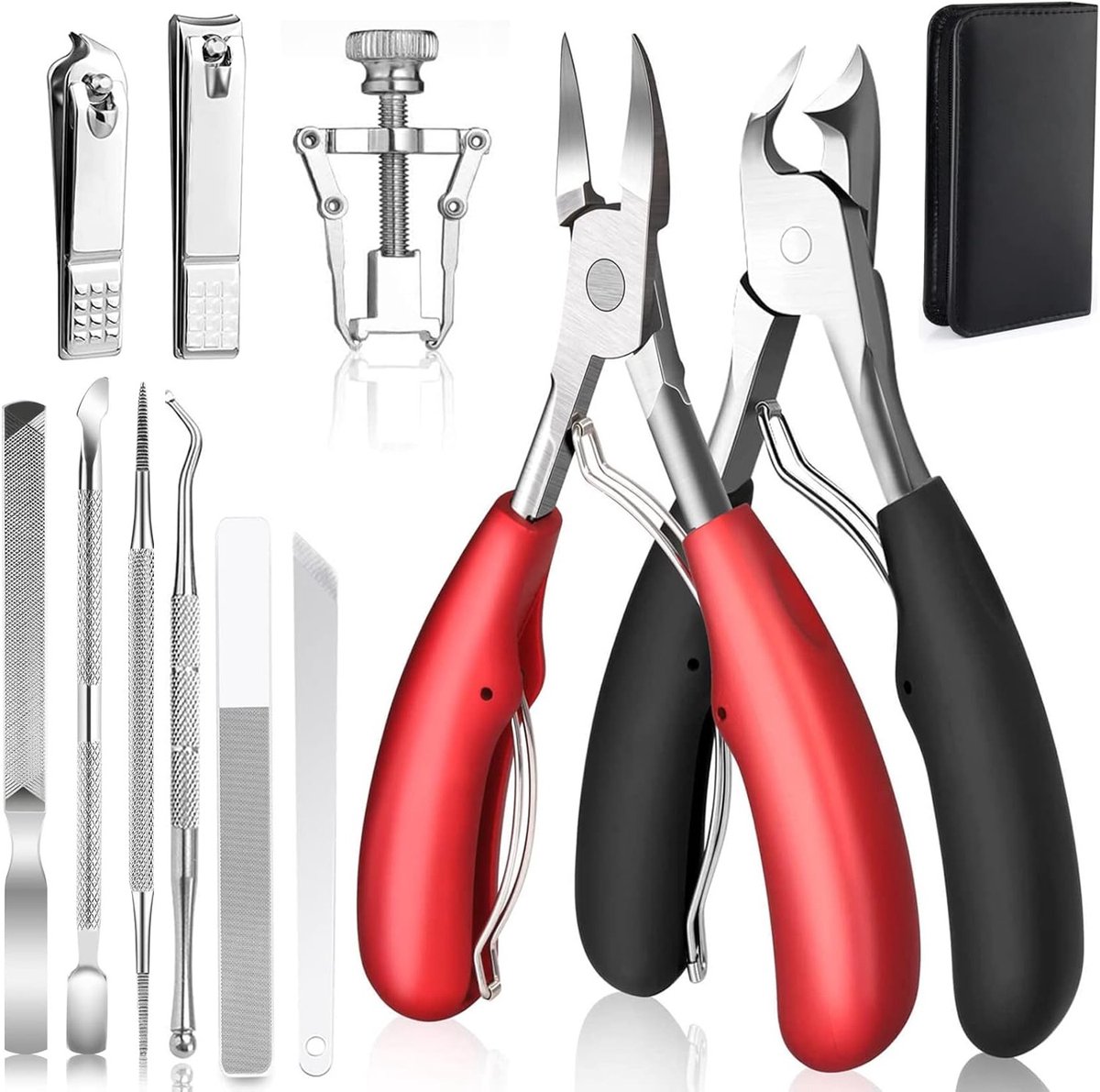 Professionele Nagelknippers Set voor Dikke en Kromme Teennagels, RVS Pedicure Gereedschap met 12 Stukken voor Perfecte Nagelverzorging