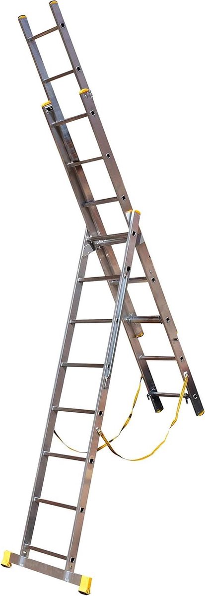 Trade Master Pro® 3-delige combinatieladder – trap, trede en vrijstaand | Aluminium | 150 kg draagvermogen | EN131 gecertificeerd | 3x8