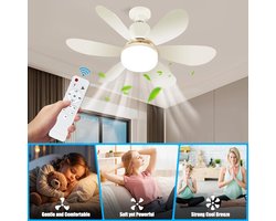 Ulikey Plafondventilator met licht, ventilatorlamp, ventilator met afstandsbediening en licht, stil, 3 snelheden en 3 kleurtemperaturen, dimbaar, voor woonkamer en slaapkamer
