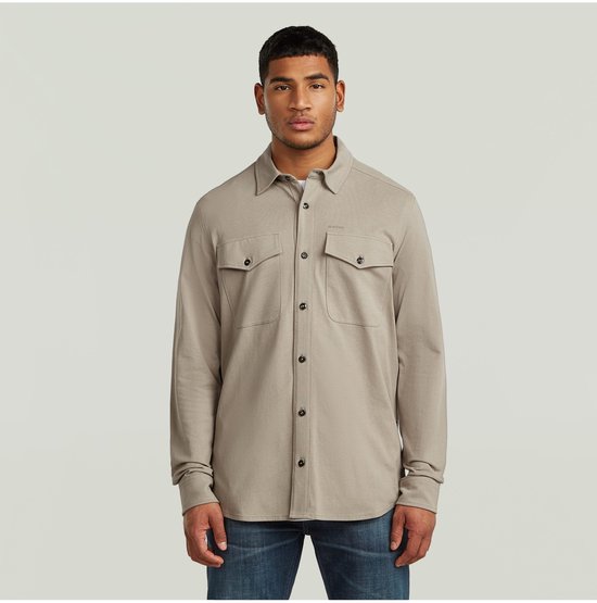 G-Star Marine beige gebreid overhemd