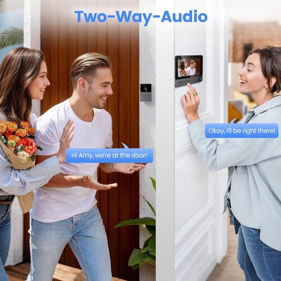 Deurbel met camera - draadloos, outdoor IP65 waterdicht 1080P HD scherm 4.3", 2.4G videodeurbel met nachtzicht, 2-weg audio, ondersteunt SD - met chime — afbeelding 5