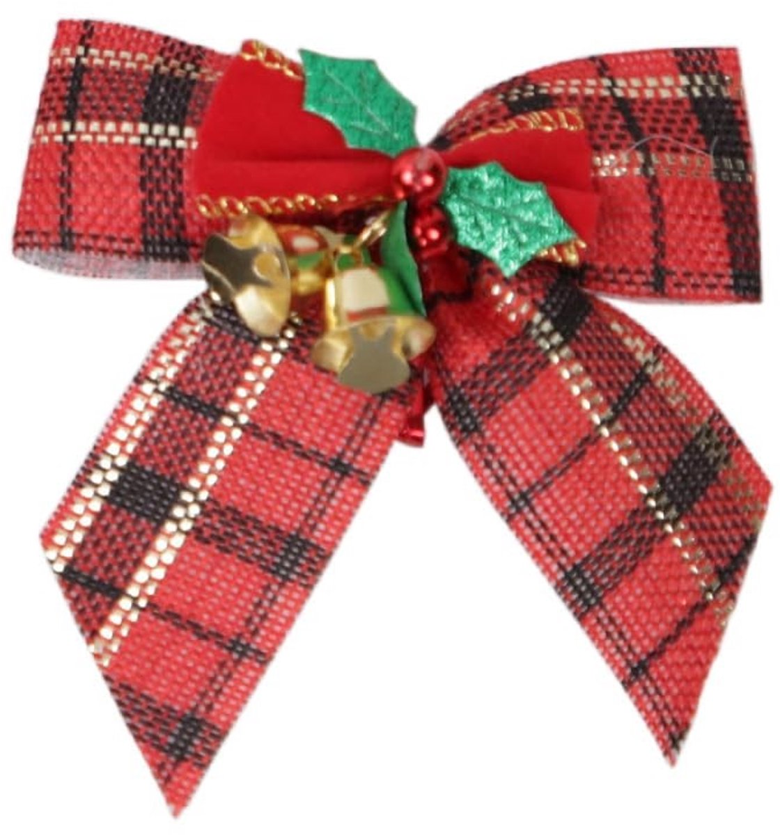 Allecto - Pcs Kerstdecoratie Strikken met Klokken - Zwart-Rood - Perfect voor Wreaths en Kerstbomen
