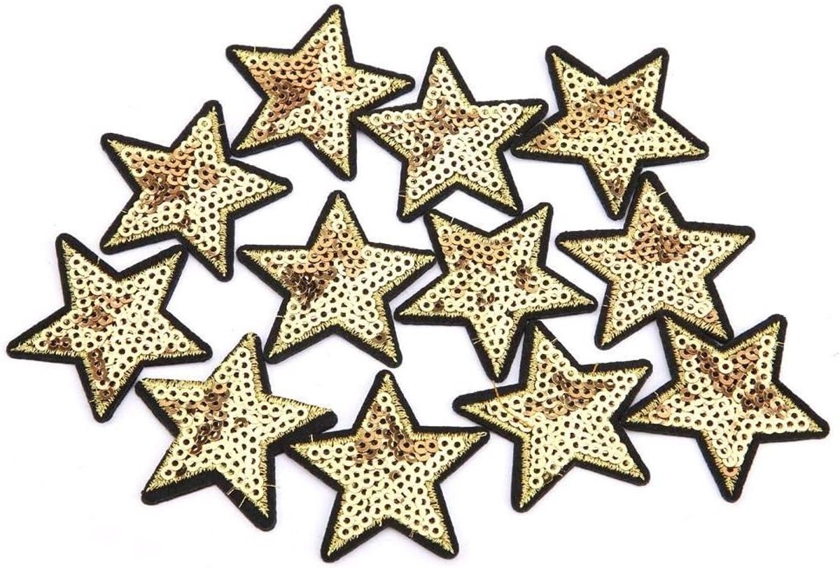 12 Stuks Pailletten Patroon, Stervormige Borduurstickers voor Kleding, Cheongsam en Bruidsjurken