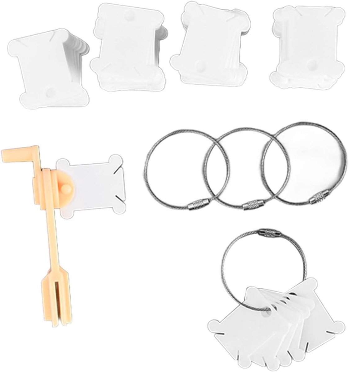 Plastic Floss Klossen - Garenspoelen Borduurwerk - Draad Organizer - Met Handmatige Winder - 120 stuks - Wit